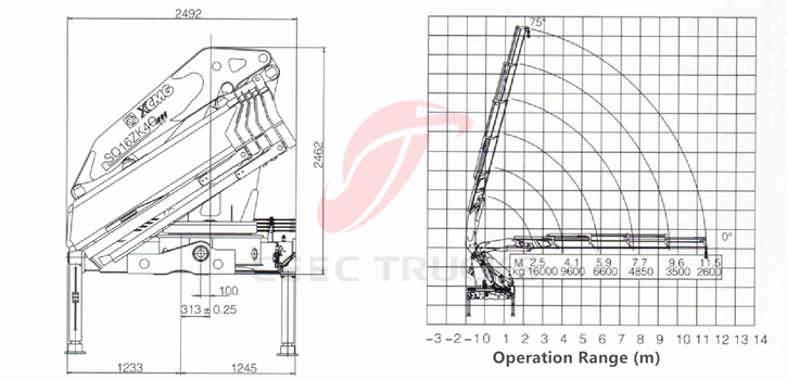 CEEC Truck Monted Crane Technical Drawing