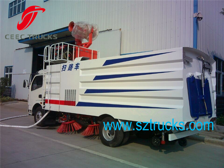 Multifunction road sweeper trucks with pesticide spraying system