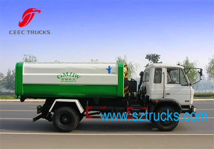 DongFeng heavy-duty 8CBM hook lift garbage trucks for city sanitation