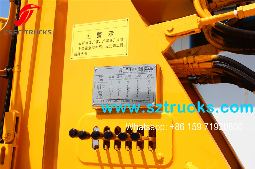 14m ISUZU aerial work platform truck operation joysticks