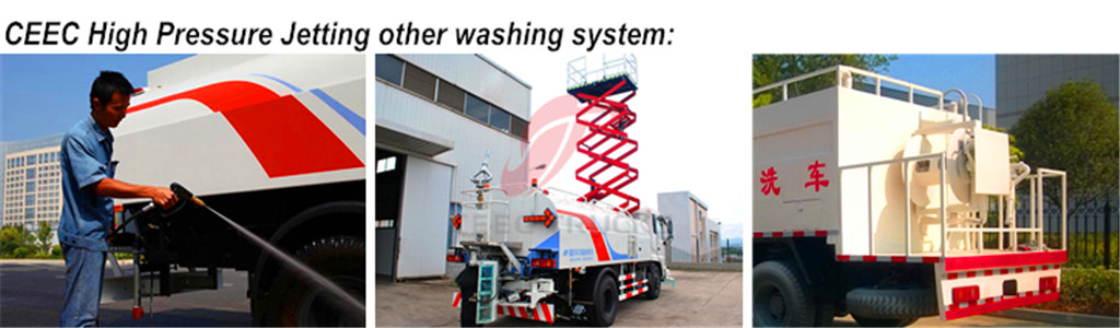 High pressure jetting truck optional washing system